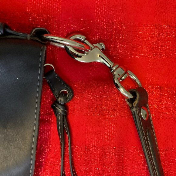 Coach Handbag in Black with Leather Trim and Light Blue Lining - Picture 6 of 15